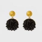 Fabric Flower Drop Earrings - A New Day Black/gold