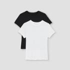 Women's Short Sleeve Slim Fit 2pk Bundle T-shirt - A New Day Black/white