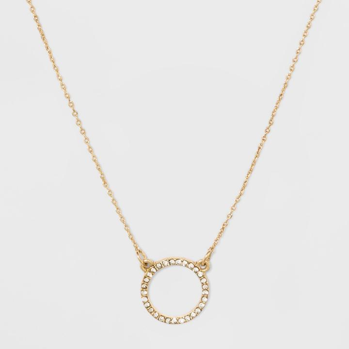 Open Circle Short Pendant Necklace - A New Day Gold/clear