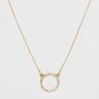 Open Circle Short Pendant Necklace - A New Day Gold/clear