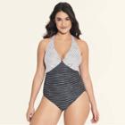Women's Slimming Control One Piece Swimsuit - Beach Betty By Miracle Brands Black/white