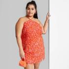 Women's Plus Size Sleeveless Side Slit Bodycon Dress - Wild Fable Orange Floral