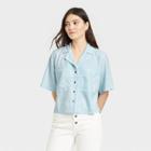 Women's Short Sleeve Button-down Shirt - Universal Thread Blue