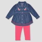 Baby Grand Signature Baby Girls' Denim Shirt Dress With Heart Patches - Blue