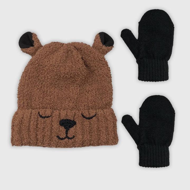 Toddler Boys' Hat And Glove Set - Cat & Jack Brown