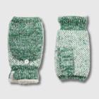 Isotoner Women's Yarn Flip Top Mitten - Green One Size, Black/white