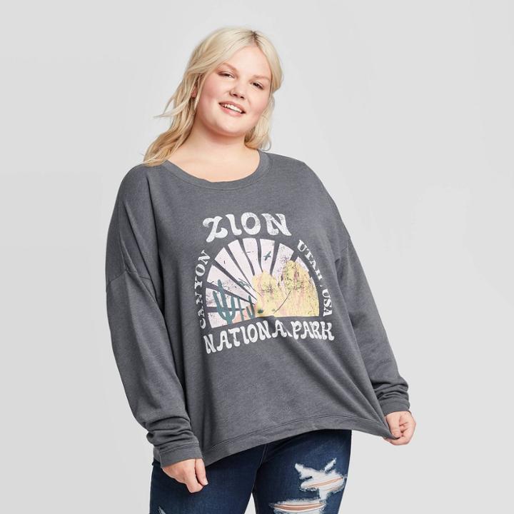 Grayson Threads Women's Plus Size Zion National Park Sweatshirt - Garsyon Threads (juniors') - Black 1x, Women's,