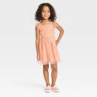 Toddler Girls' Polka Dots Tulle Dress - Cat & Jack Peach Orange
