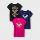 Girls' Dc Comics Shields 3pk Short Sleeve T-shirt Set - M,