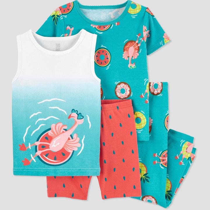 Carter's Just One You Baby Girls' Floating Flamingo Pajama Set - Blue/pink