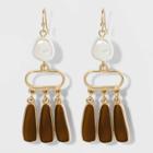 Metal And Pearl Dangle Earrings - A New Day Brown
