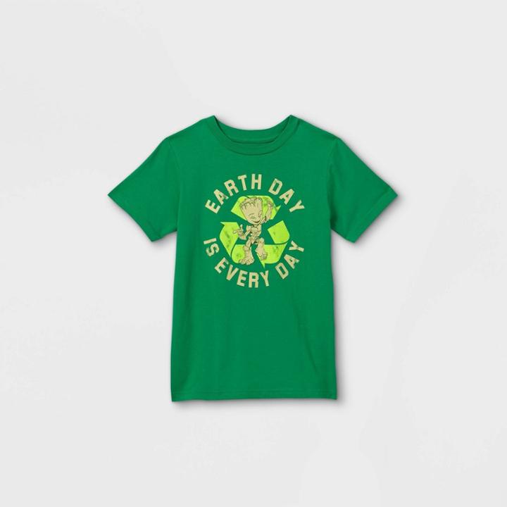 Boys' Marvel Groot Earth Day Is Every Day Short Sleeve Graphic T-shirt - Green