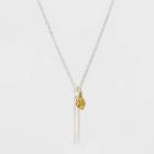 Distributed By Target Sterling Silver Strength Bar And Anchor With Clear Necklace - Gold, Girl's, Gold/silver