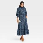 Women's Balloon Long Sleeve Dress - Universal Thread Blue Floral