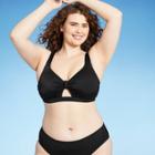 Juniors' Plus Size Ribbed Knot-front Bralette Bikini Top - Xhilaration Black X