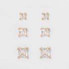 Target Women's Fashion Trio Crystal Square Stud - A New Day Silver/gold, Bright Gold