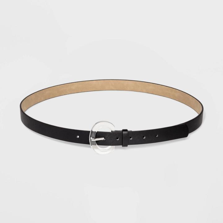 Women's Plus Size Round Translucent Buckle Belt - Ava & Viv Black 3x, Women's,