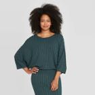 Women's Dolman 3/4 Sleeve Scoop Neck Sweatshirt - Prologue Green