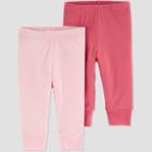 Baby Girls' 2pk Pull-on Pants - Just One You Made By Carter's Pink Newborn