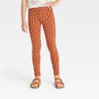 Girls' Dot Leggings - Cat & Jack Dark Orange