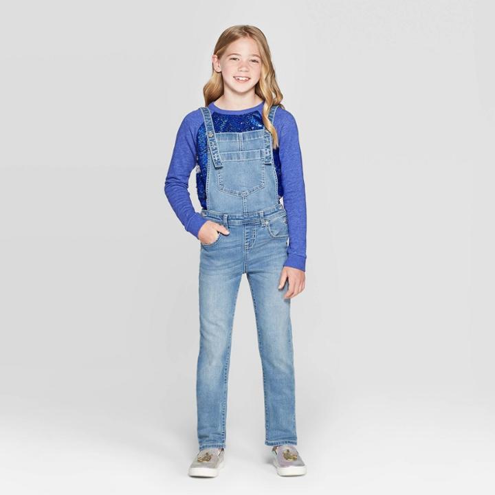 Girls' Jeans Overalls - Cat & Jack Light Wash