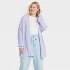 Women's Plus Size Essential Open-front Cardigan - A New Day Lavender