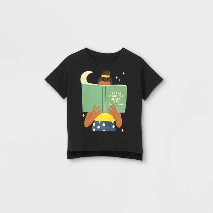 Well Worn Black History Month Kids' 'brave Beautiful Black Girl' Short Sleeve Graphic T-shirt - Black