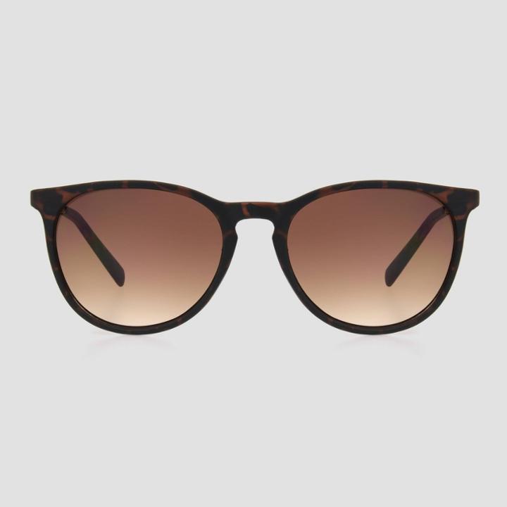 Women's Tortoise Shell Print Plastic Round Sunglasses - Universal Thread Brown