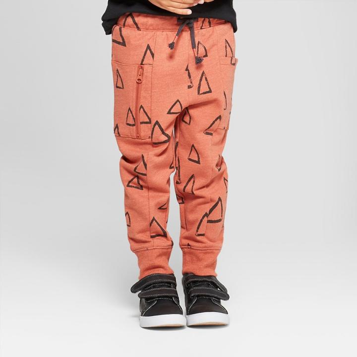 Toddler Boys' Drawn Triangles With One Side Pocket Jogger Pants - Cat & Jack Orange