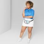 Women's Plus Size Short Sleeve Quarter Zip Boxy T-shirt - Wild Fable Blue