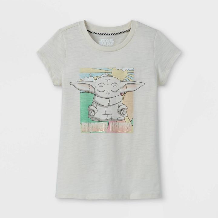 Lucas Girls' Star Wars The Child Baby Yoda Short Sleeve Graphic T-shirt - Off-white