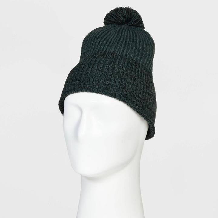 Men's Pom Beanie With Lined Fleece - Goodfellow & Co Green