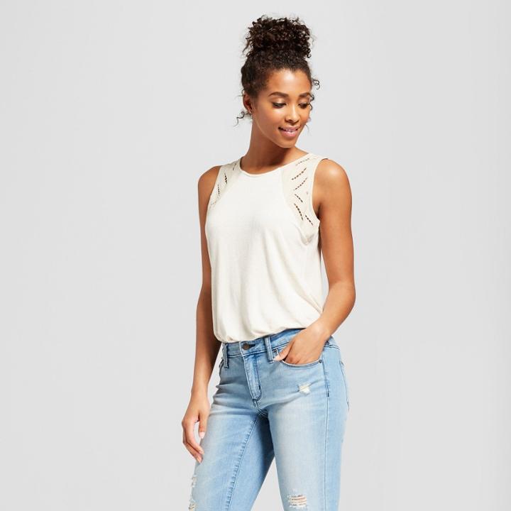 Women's Crochet Detail Tank - Universal Thread Oatmeal