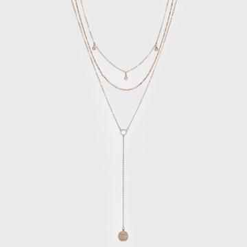 Mixed Chains With Open Circle And Disc With Love And Charms Layered Necklace - Wild Fable Rose Gold