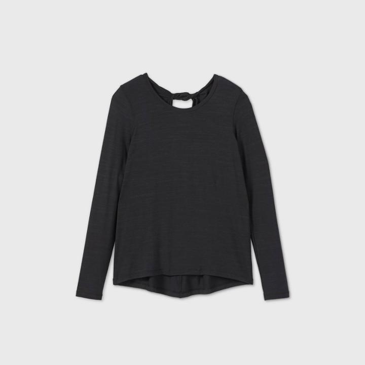 Women's Long Sleeve Twist-back Top - All In Motion Black