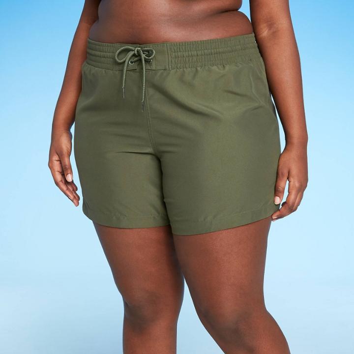 Women's Plus Size Active Swim Shorts - Kona Sol Dark Green