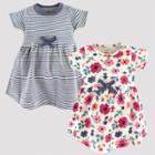 Touched By Nature Baby Girls' 2pk Stripped & Floral Organic Cotton Dress - Blue/pink