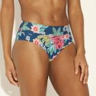 Women's High Waist Bikini Bottom - Sunn Lab Swim Blue Floral