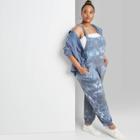 Women's Plus Size Sleeveless Square Neck Tie Dye Knit Jumpsuit - Wild Fable Blue 1x, Women's,
