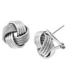 Tiara Italian Omega Love Knot Earrings In Sterling Silver, Women's