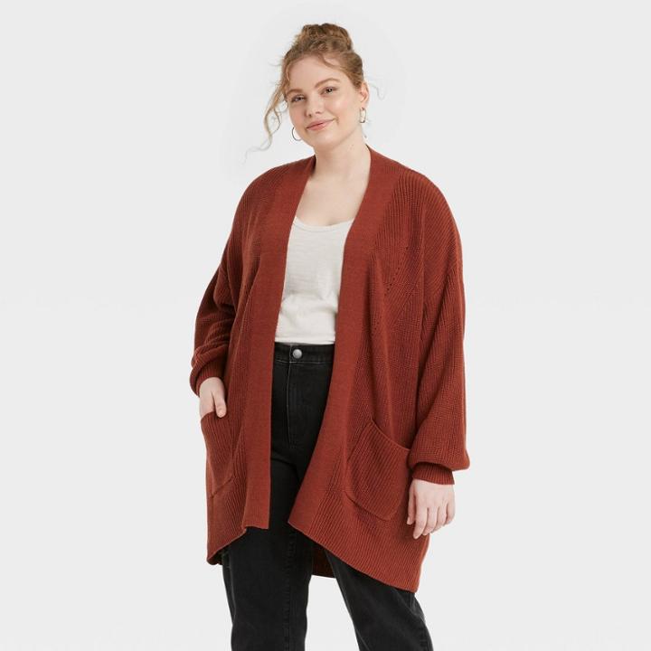 Women's Plus Size Open-front Cardigan - Universal Thread Rust