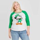 Women's Disney Mickey Plus Size Raglan 3/4 Sleeve T-shirt (juniors') - White 1x, Women's,