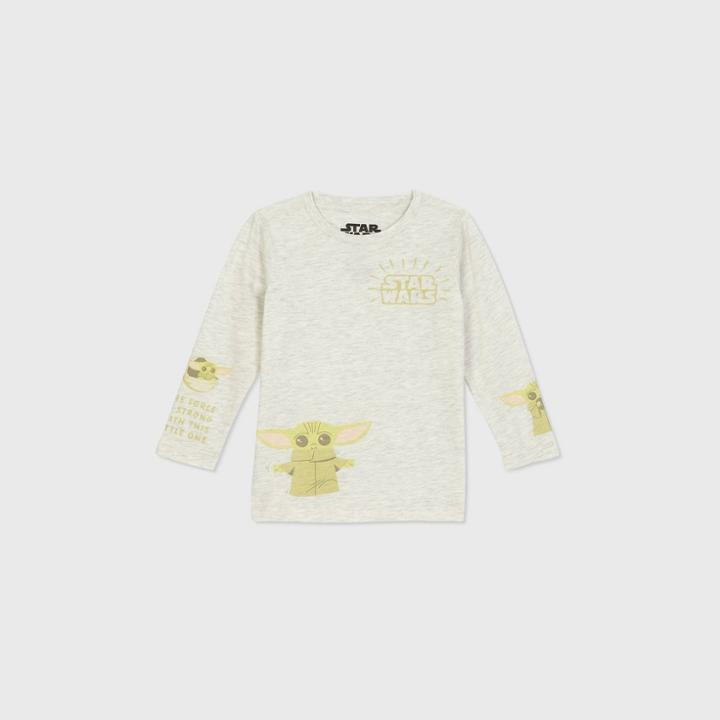 Toddler Boys' Star Wars Baby Yoda Long Sleeve Graphic T-shirt - Beige
