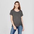 Women's Short Sleeve Twisted Front Top - Alison Andrews Gray