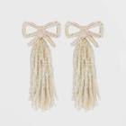 Sugarfix By Baublebar Bow Beaded Tassel Drop Earrings - White