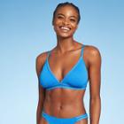 Juniors' Pique Crochet Trim Triangle Bikini Top - Xhilaration Blue D/dd Cup