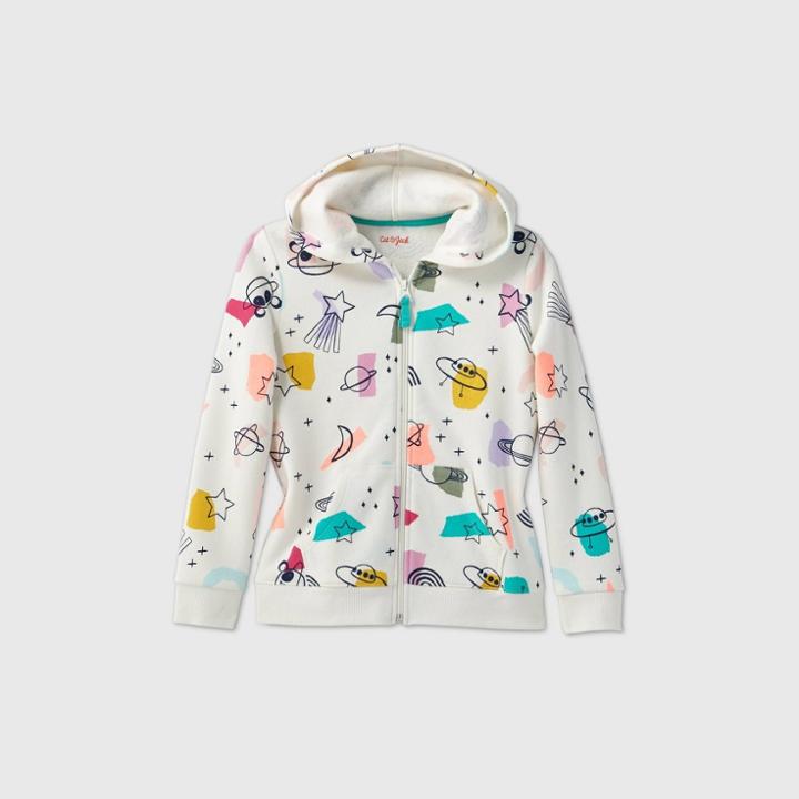 Girls' Long Sleeve Panda Printed Zip-up Hoodie - Cat & Jack Cream