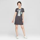 Junk Food Women's Short Sleeve Ac/dc Tie Graphic T-shirt Dress - Black