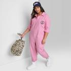 Women's Plus Size Ascot + Hart Utility Long Sleeve Graphic Jumpsuit - Pink