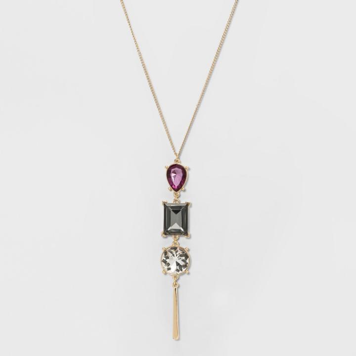 Three Stones And Bar Long Necklace - A New Day,